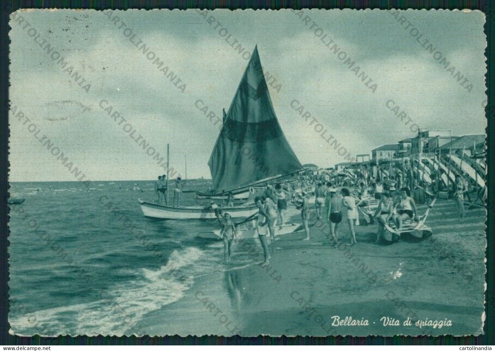 Rimini Bellaria Barca ABRASA FG Cartolina KB1067 - Rimini