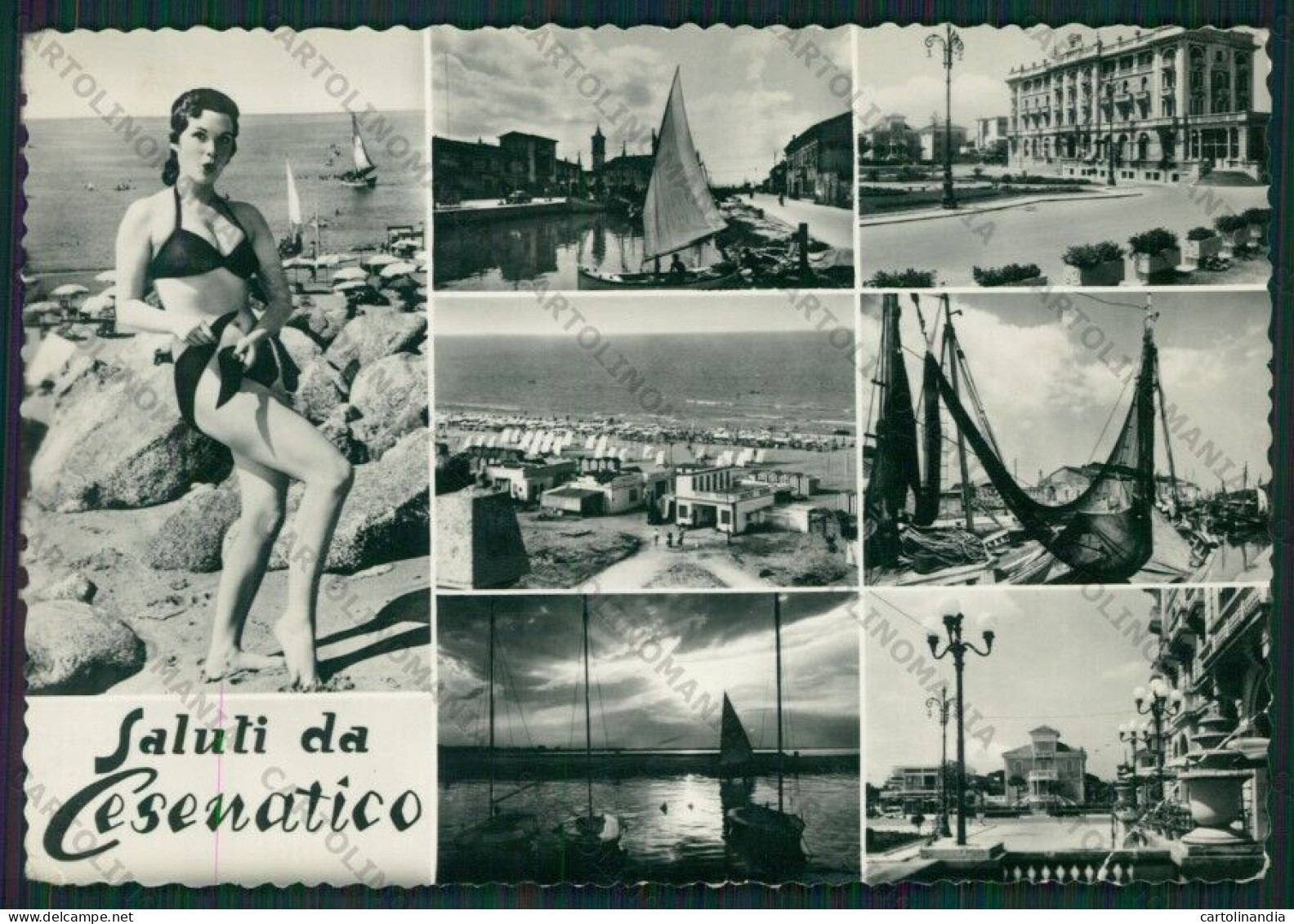 Forlì Cesenatico Saluti Da PIEGA Pin Up Foto FG Cartolina KB1061 - Forli