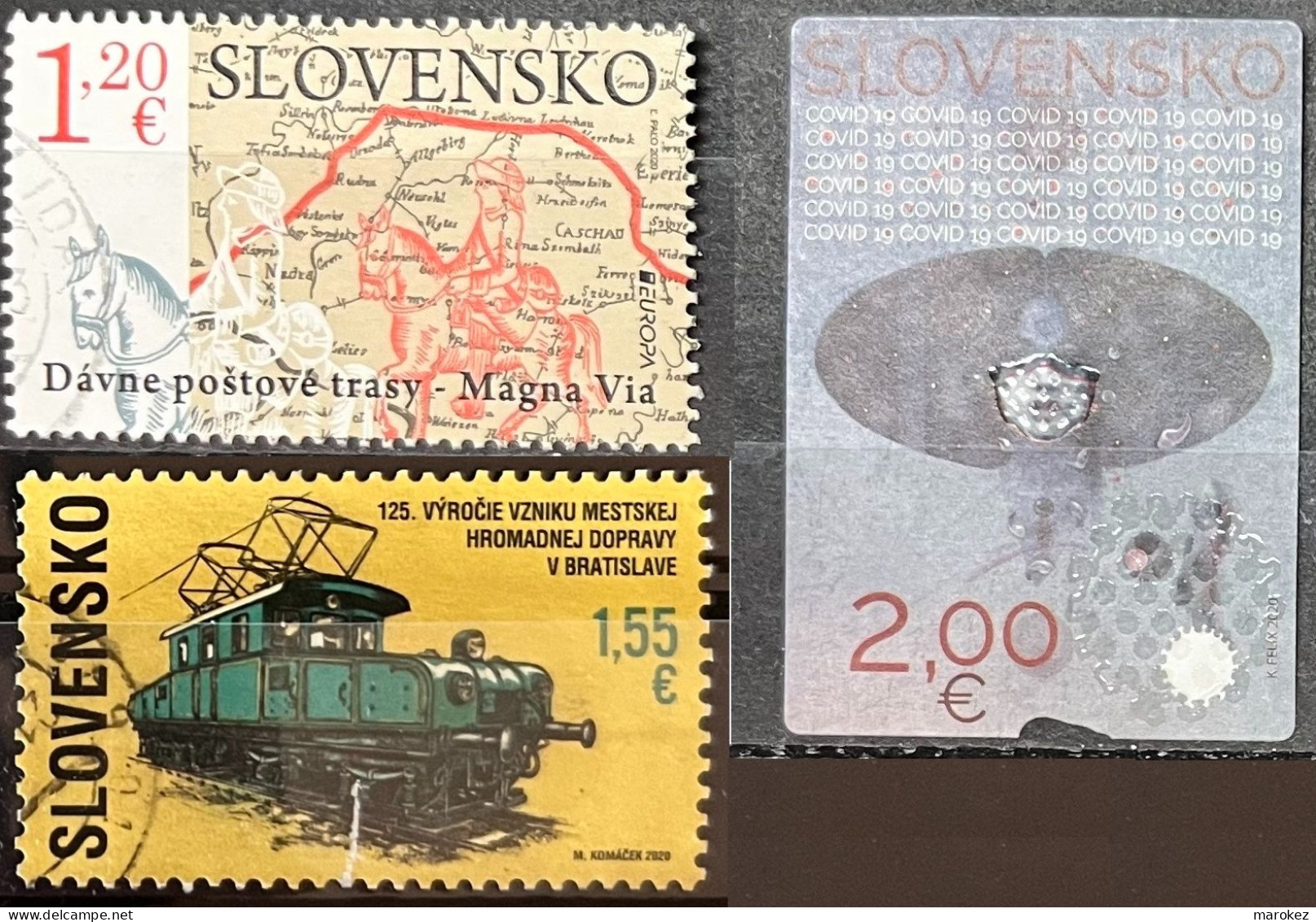 SLOVAKIA 2020 Europa, Bratislava Tram & Combat Corona Campaign Postally Used Stamps MICHEL # 900,907,908 - Used Stamps