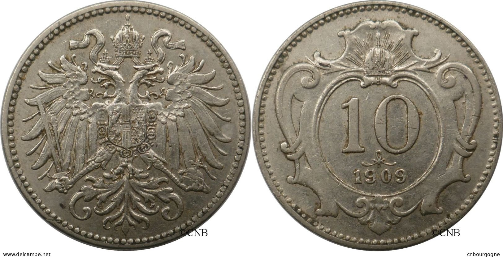 Autriche - Empire - François-Joseph Ier - 10 Heller 1909 Cannelures Fines- TTB+/AU50 - Mon6490 - Oesterreich