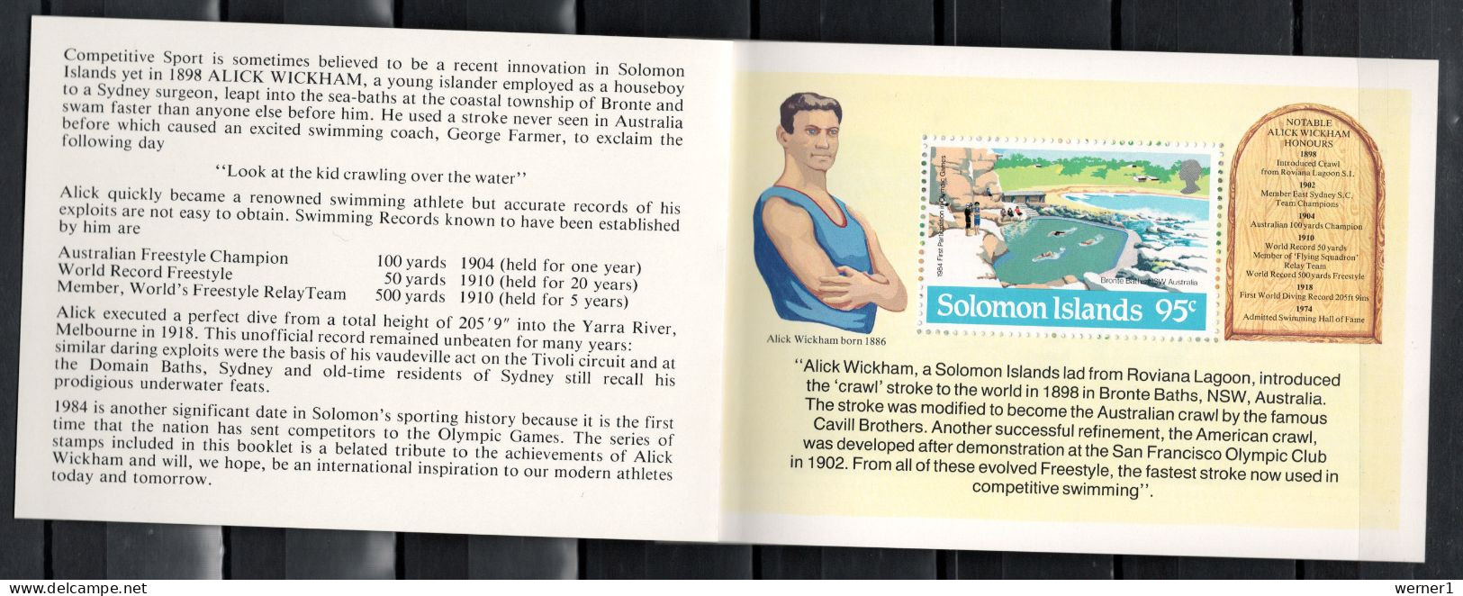 Solomon Islands 1984 Olympic Games Los Angeles Stamp Booklet MNH - Ete 1984: Los Angeles