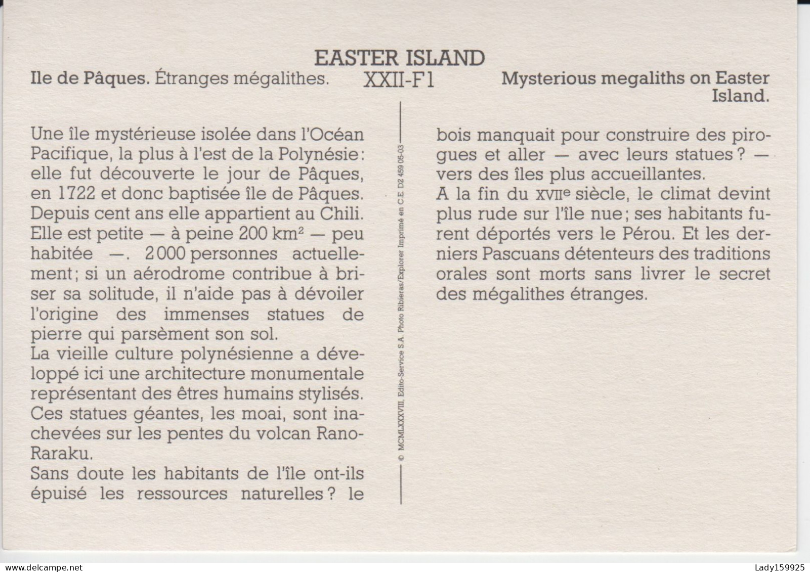 Iles De Paques Chili, Easter Island Étranges Mégalithes Statues De Pierres, Mysterious Megaliths Stone Statues 2 Scans - Cile