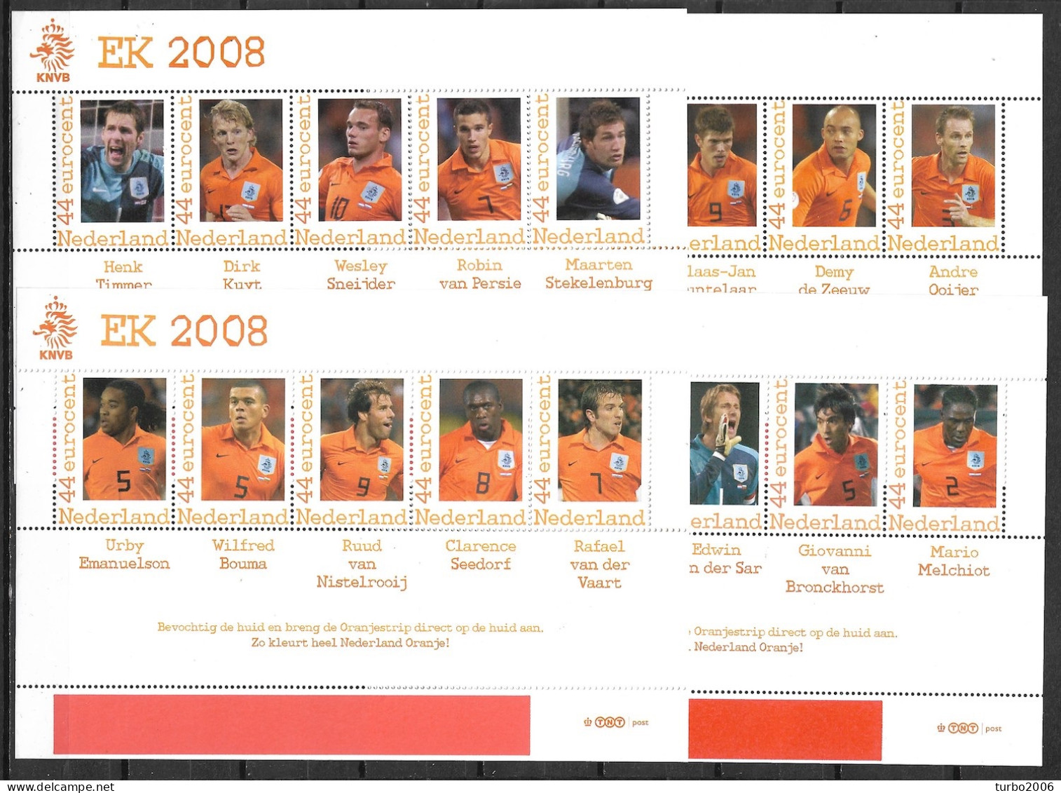 2008 20 X Persoonlijke Zegel EK 2008 Football In 4 Postfrisse Vellen NVPH Als 2562 - Ongebruikt