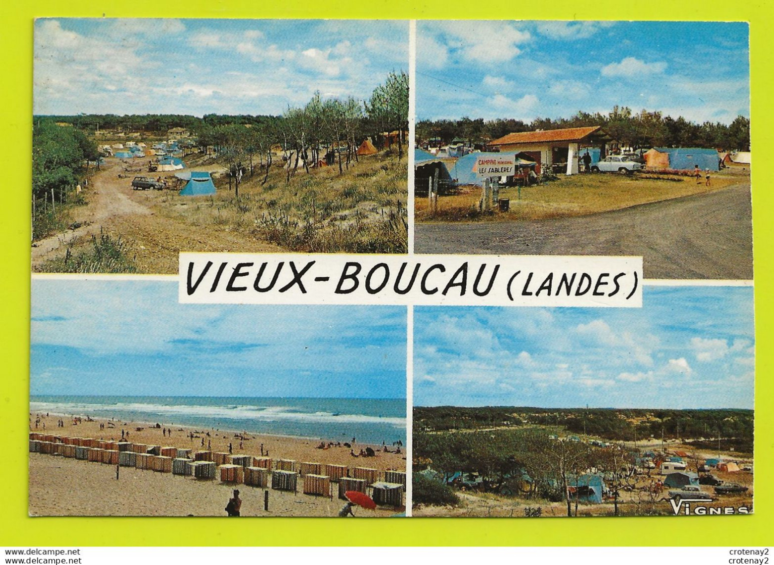 40 VIEUX BOUCAU En 4 Vues Camping Plage Citroën Ami 6 Simca P60 Renault Floride VOIR DOS - Vieux Boucau