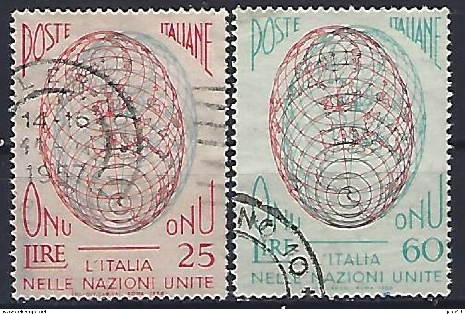 Italy 1956  Eintritt In Die UNO (o) Mi.976-977 - 1946-60: Oblitérés