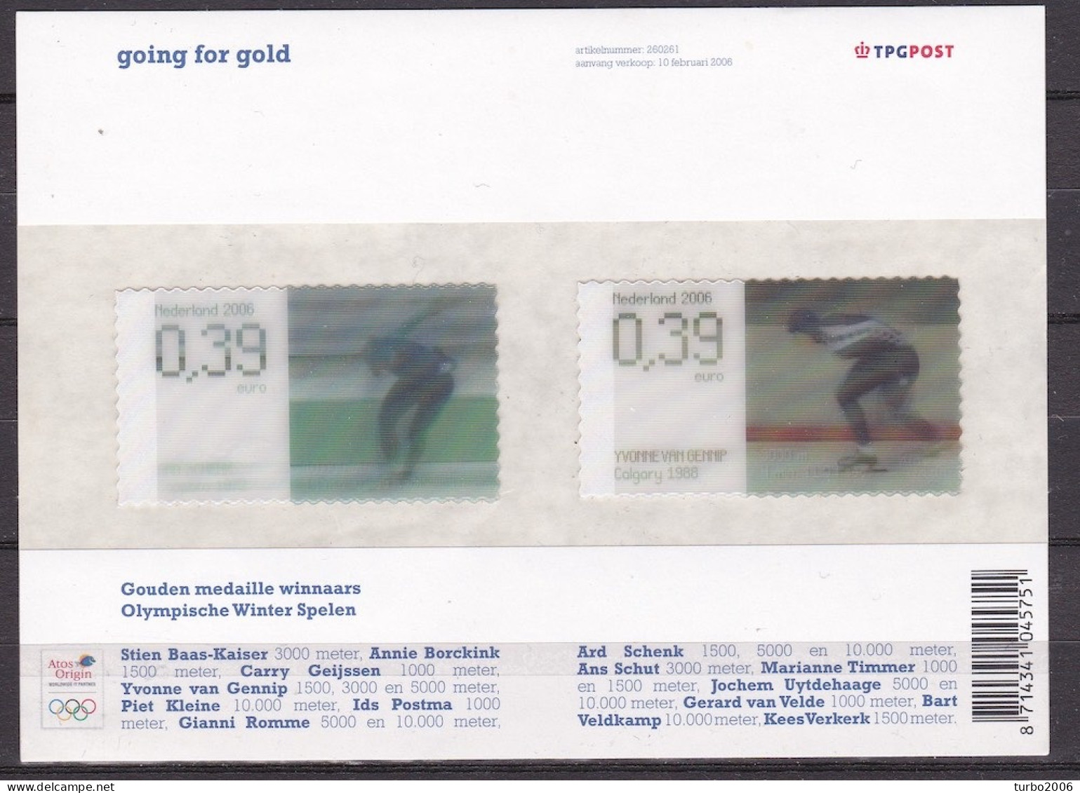 2006 Going For Gold 2 X 0,39 Schenk / Van Gennip NVPH 2415 / 2416 Postfris - Ungebraucht