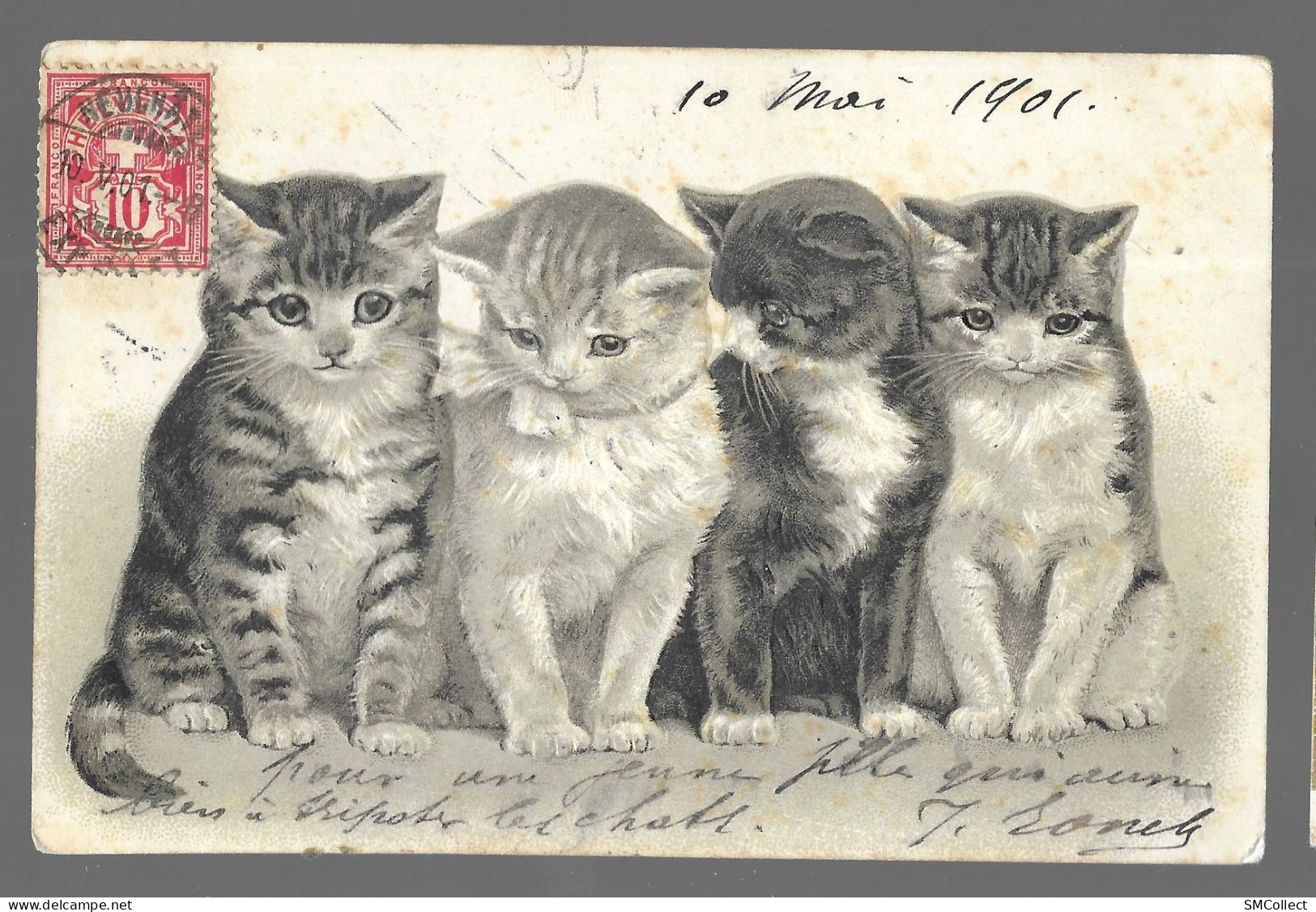 Cpa 1901. 4 Chats (9932) - Cats