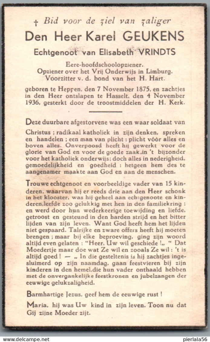 Bidprentje Heppen - Geukens Karel (1875-1936) - Andachtsbilder