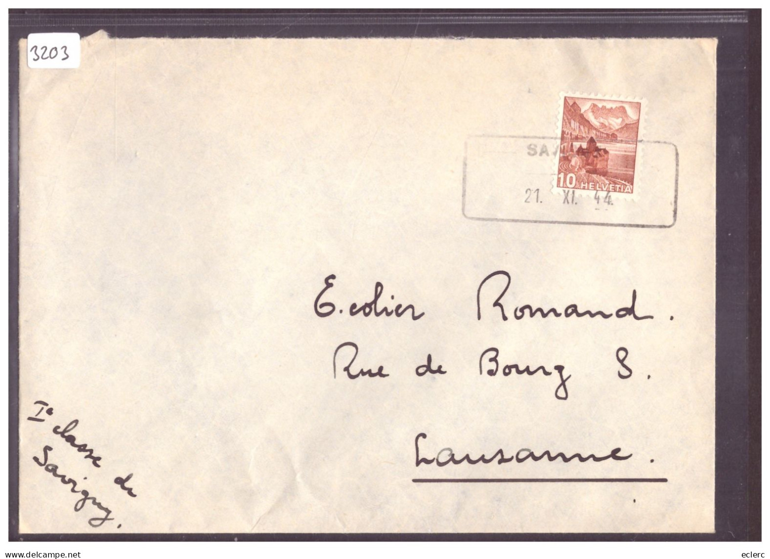 CACHET DE REMPLACEMENT " SAVIGNY 21.XI.44 " - AUSHILFSTEMPEL - - Postmark Collection