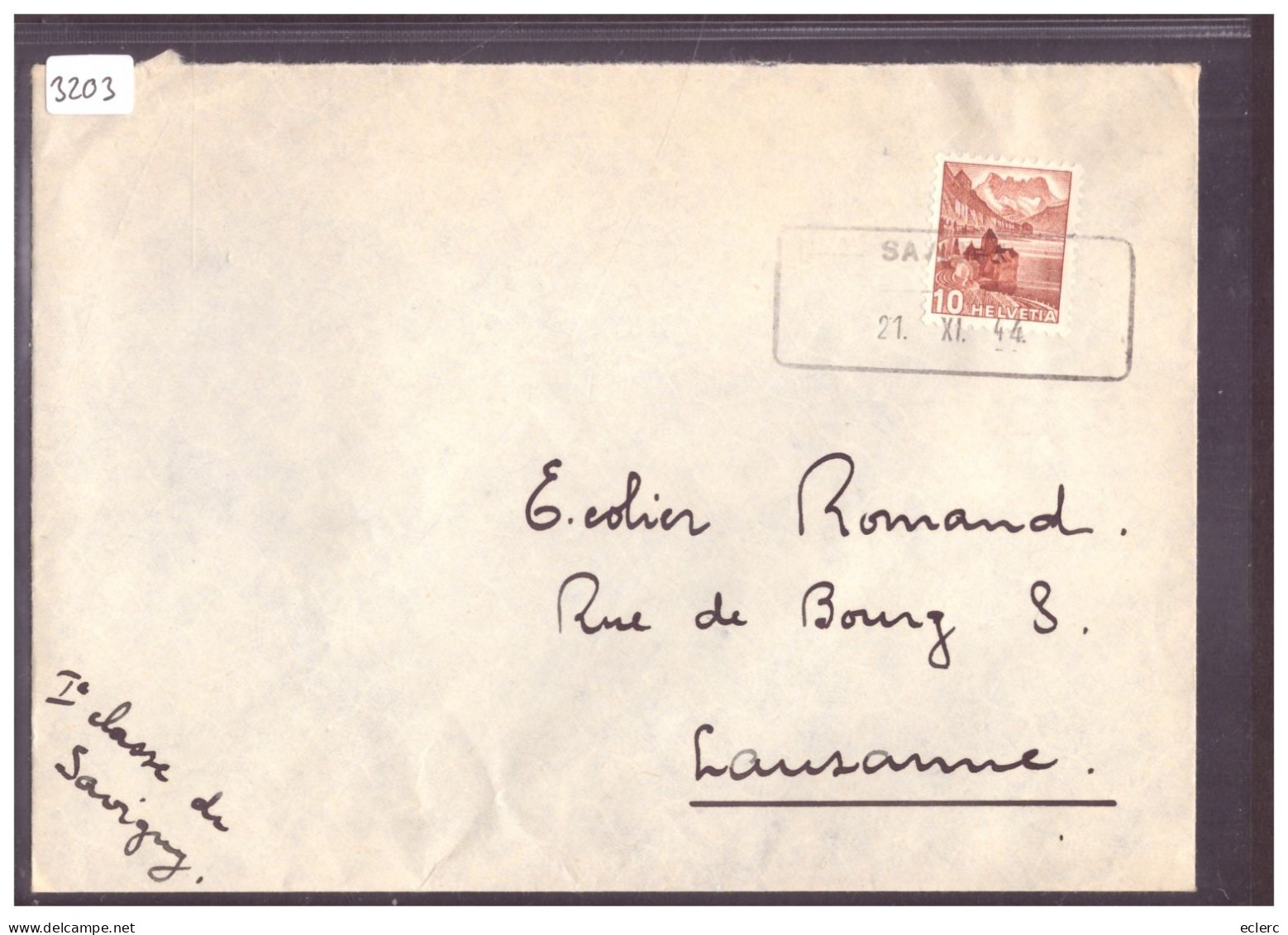 CACHET DE REMPLACEMENT " SAVIGNY 21.XI.44 " - AUSHILFSTEMPEL - - Storia Postale