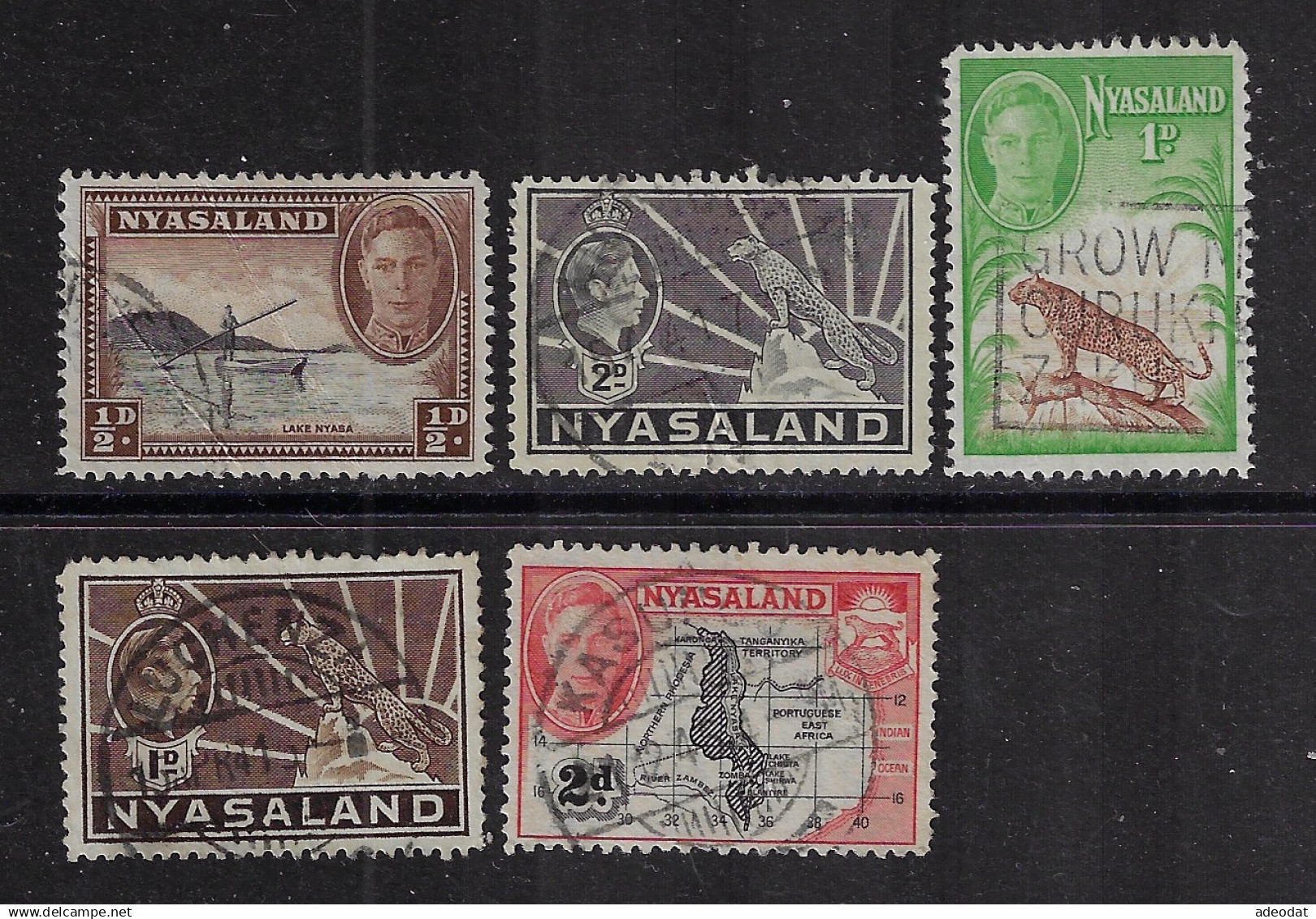 NYASALAND  1938-47  SCOTT #55,57,68,69,76,84 USED - Nyasaland (1907-1953)