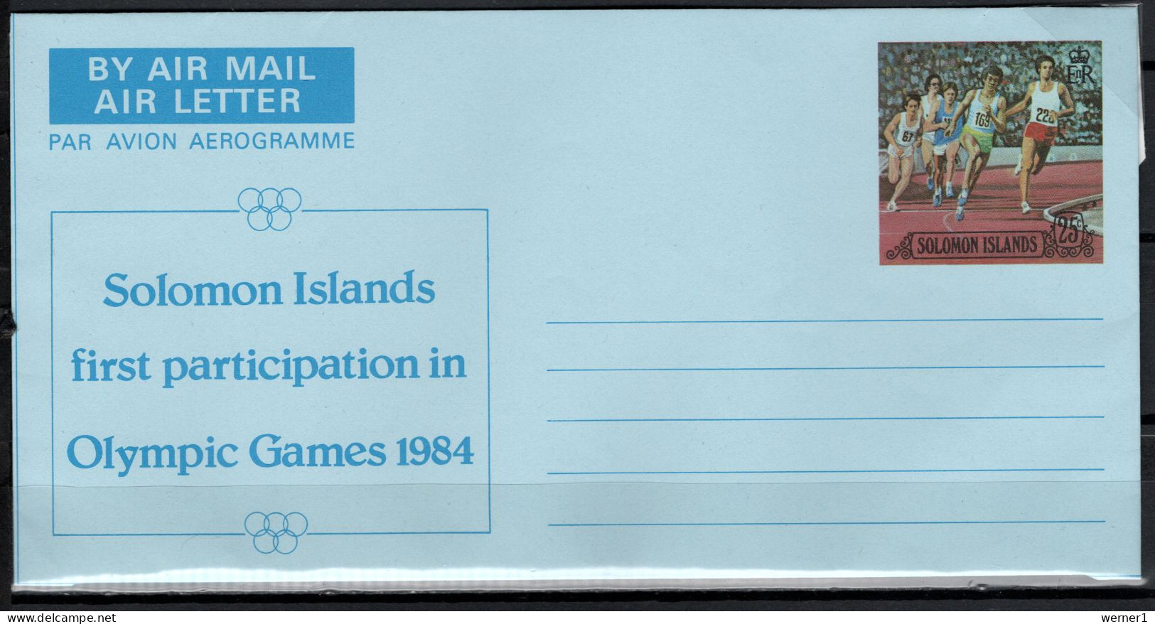 Solomon Islands 1984 Olympic Games Los Angeles Commemorative Aerogramme - Summer 1984: Los Angeles