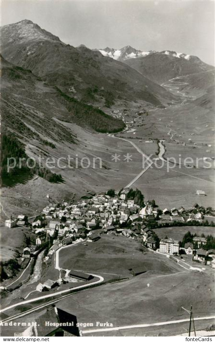 13763704 Andermatt UR Hospental Mit Furka Fliegeraufnahme  - Autres & Non Classés