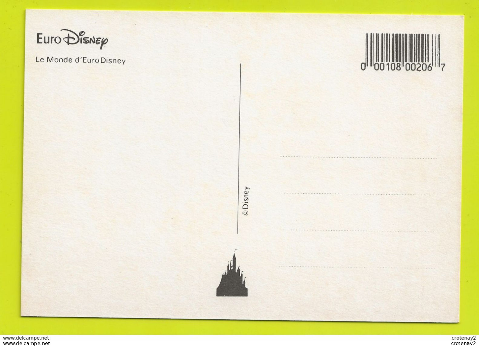 Walt DISNEY Le Monde Eurodisney VOIR DOS - Other & Unclassified