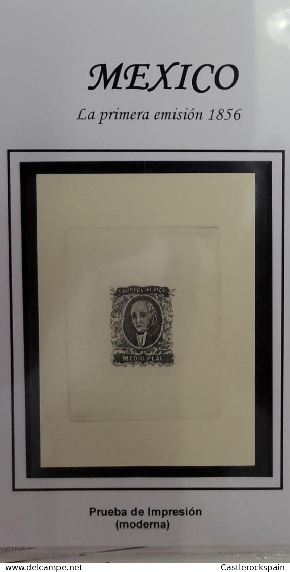 O) 1856  MEXICO, MODERN PRINT PROOF, MIGUEL HIDALGO, SCT  ½ REAL, XF - Mexico