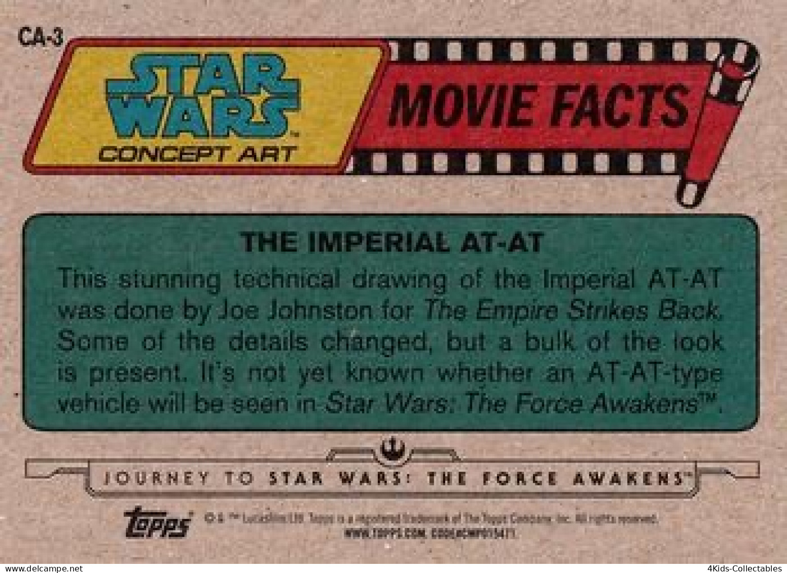 2015 Topps STAR WARS Journey To The Force Awakens "Concept Art" CA-3 The Imperial AT-AT - Star Wars