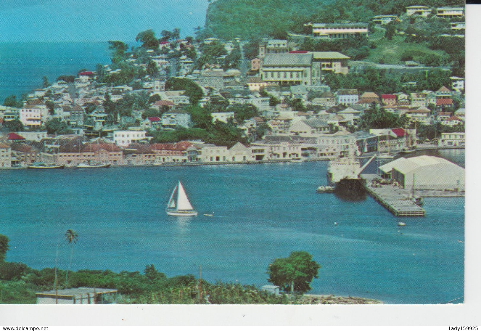 Section Of St George  Grenada W,I.  Sailboat Port City    Ville Port Voilier  2 Scans - Grenada