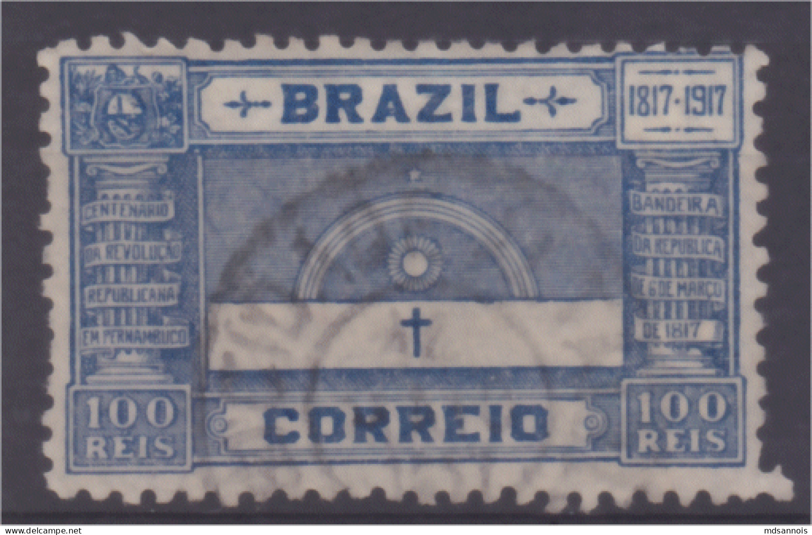 Brésil 1917 Timbre Centenaire De La Révolution N° 149 100r Bleu - Oblitérés