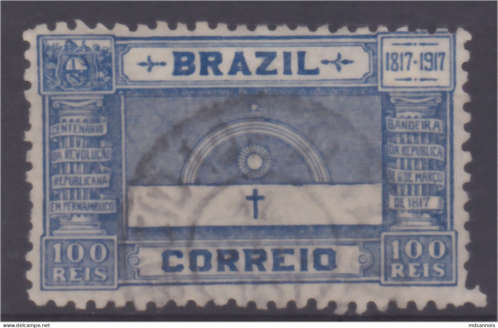 Brésil 1917 Timbre Centenaire De La Révolution N° 149 100r Bleu - Usati