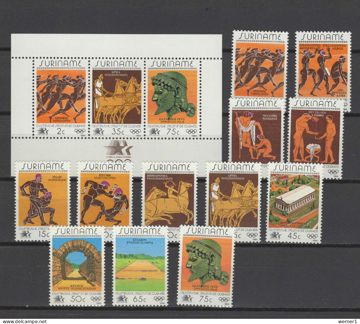 Suriname 1984 Olympic Games Los Angeles Set Of 12 + S/s MNH - Ete 1984: Los Angeles