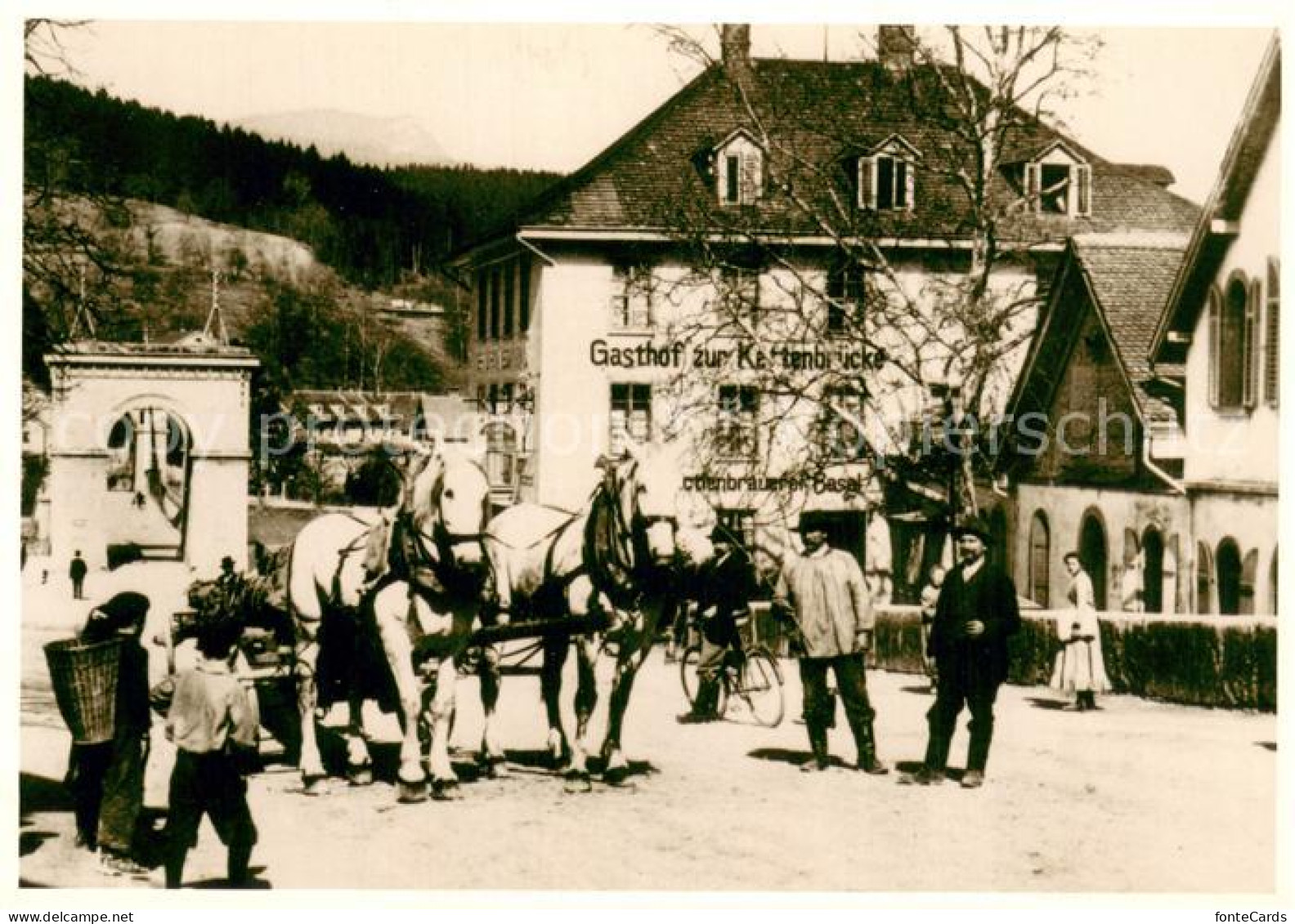 13759212 Aarau AG Gasthof Zur Kettenbruecke M. Fuhrwerk Um 1875 Aarau AG - Autres & Non Classés