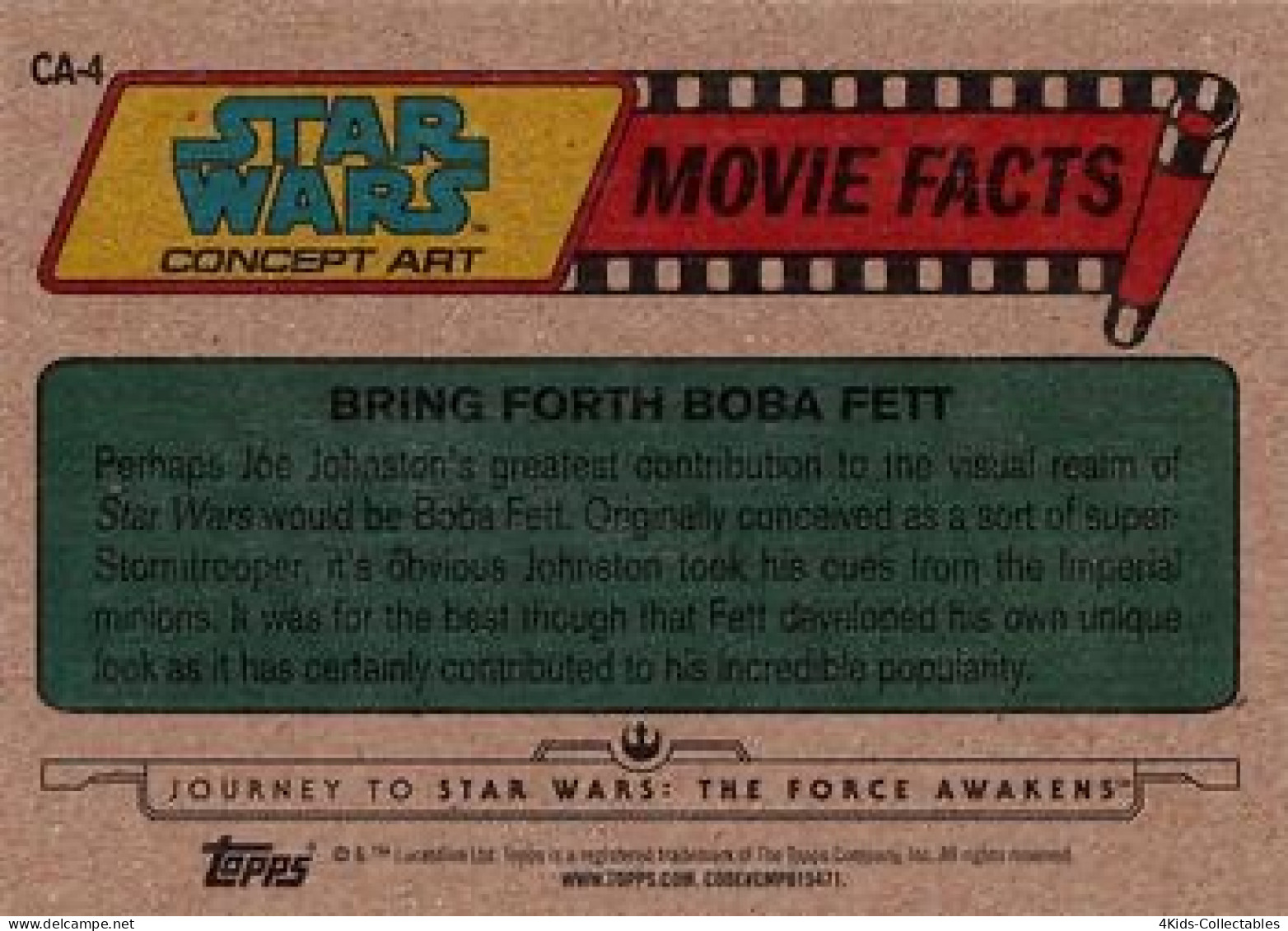 2015 Topps STAR WARS Journey To The Force Awakens "Concept Art" CA-4 Bring Forth Boba Fett - Star Wars