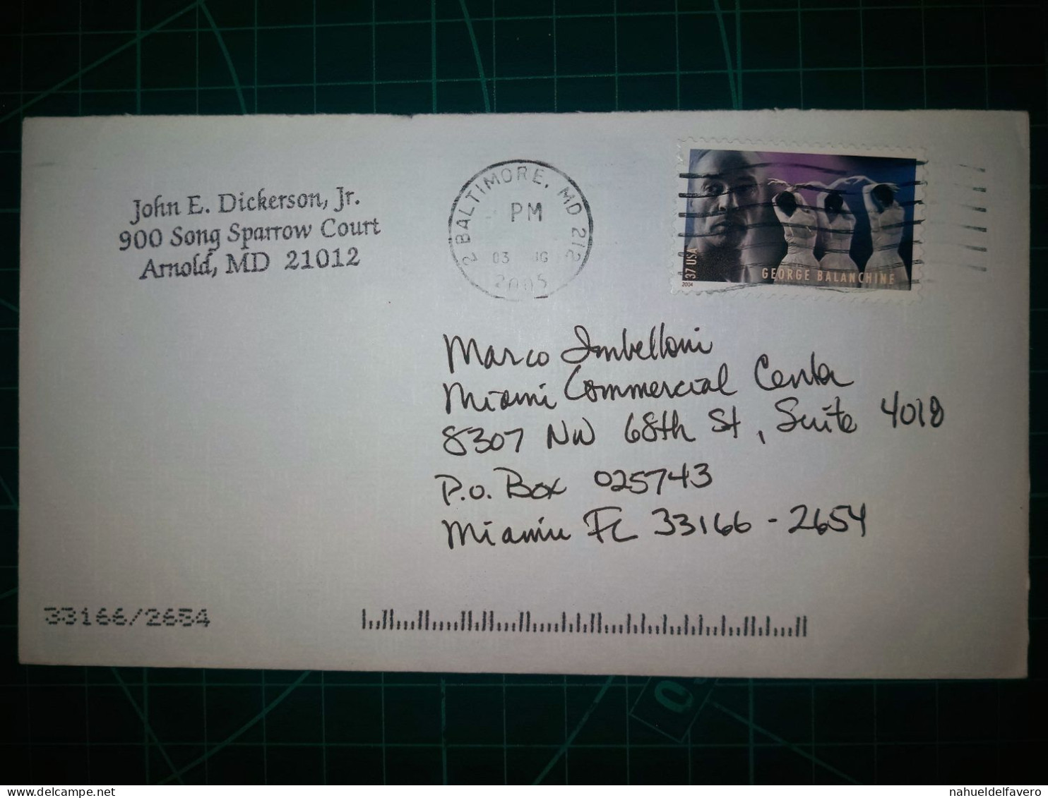 ÉTATS-UNIS, Enveloppe Circulée à Miami, Floride. Cachet De La Poste à Baltimore, Meryland En 2005. - Used Stamps
