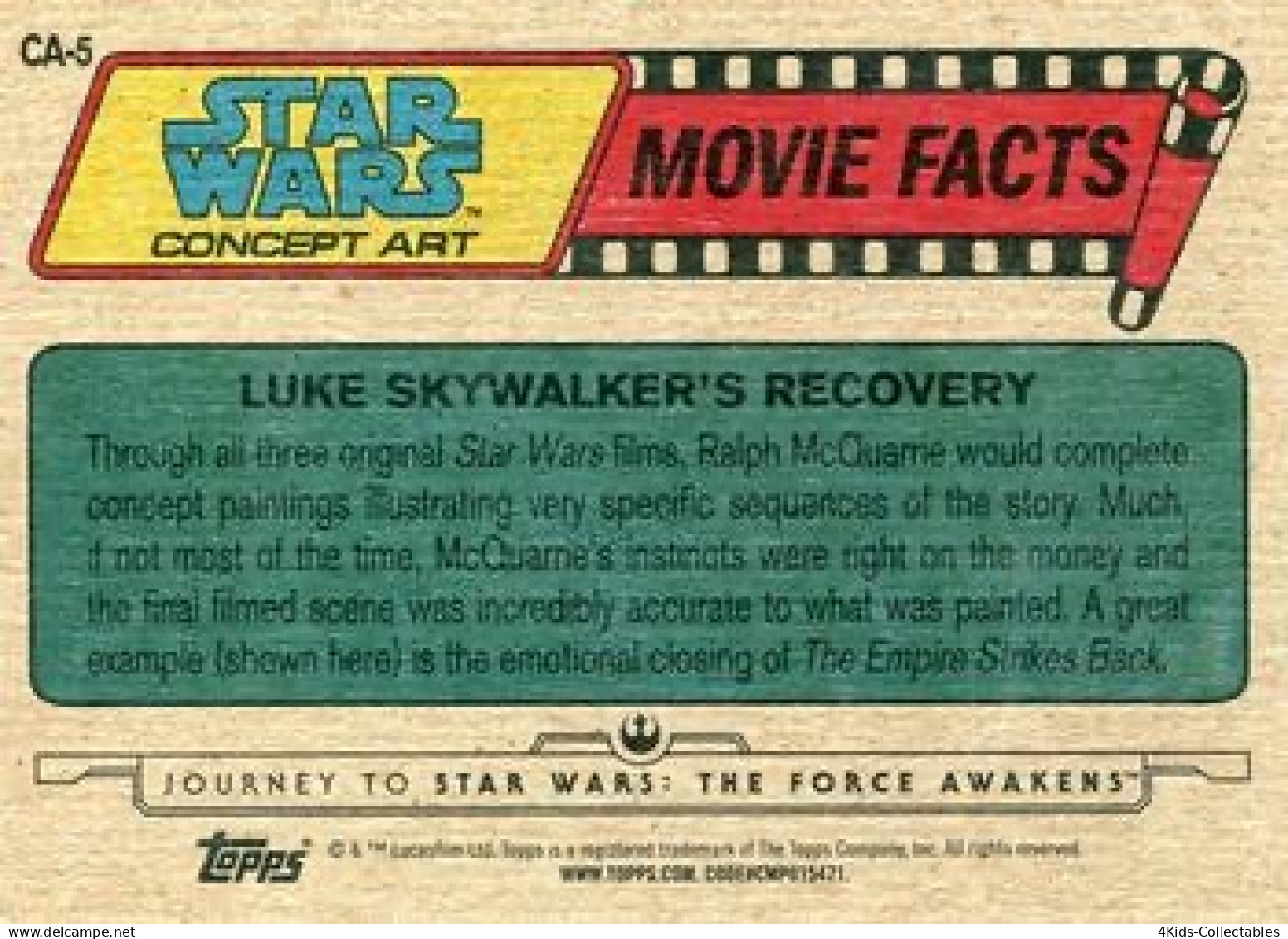 2015 Topps STAR WARS Journey To The Force Awakens "Concept Art" CA-5 Luke Skywalker's Recovery - Star Wars