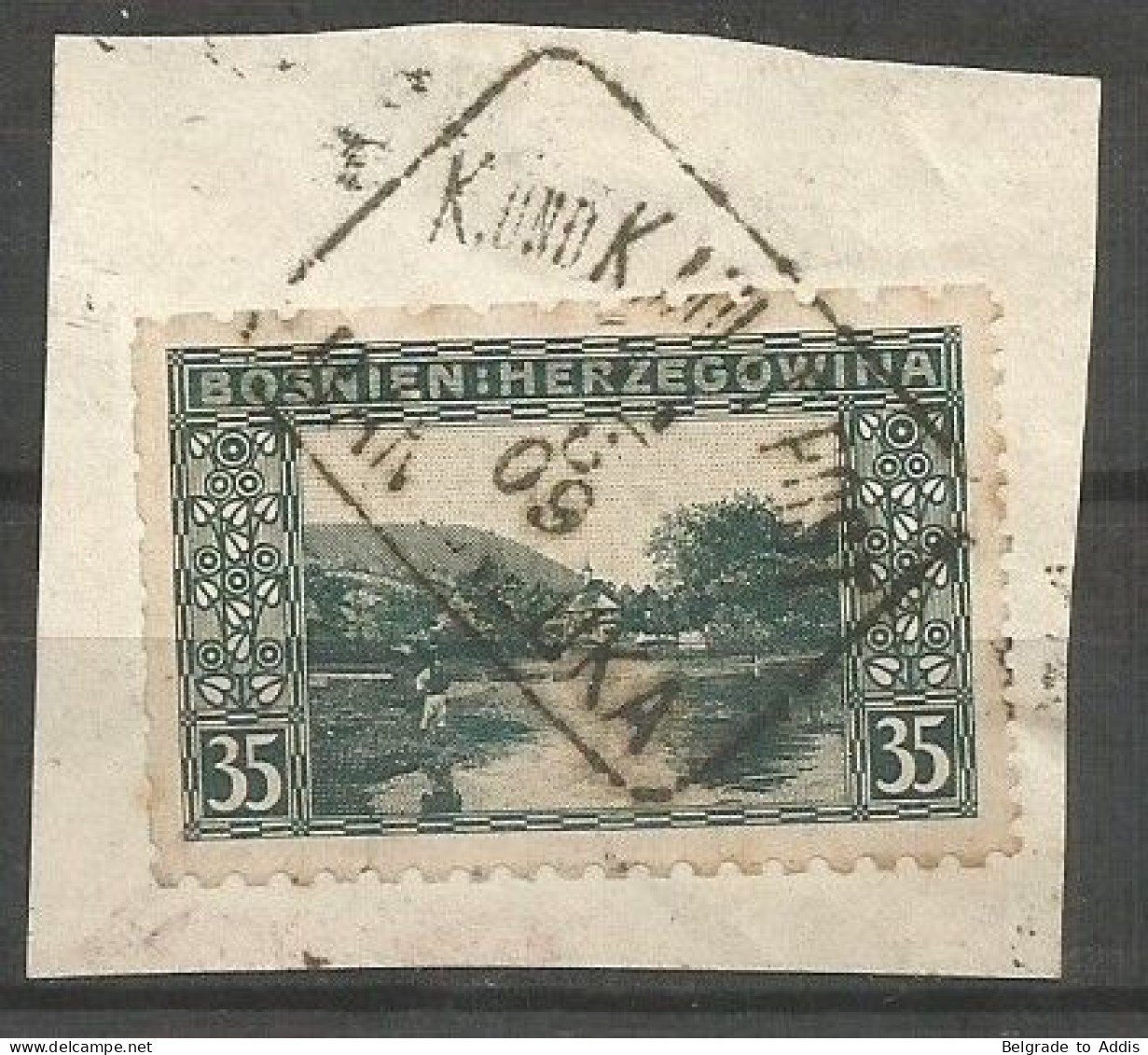 Bosnia Bosnien K.u.K. Austria Hungary Mi.38 Perforation 6½:12½:9¼:6½ Coleman 1321 Used On Piece Banja Luka Boxed 1906 - Bosnië En Herzegovina