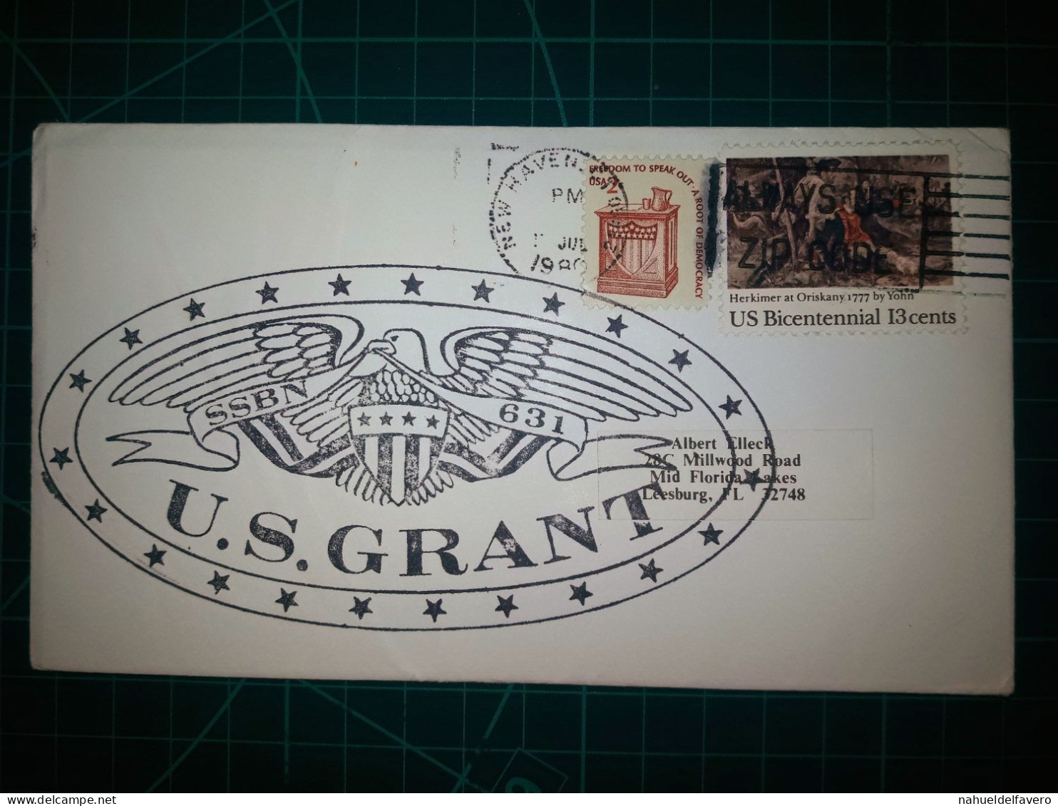 ÉTATS-UNIS, Enveloppe De "U.S. Grant" Distribuée à Miami, Floride. Cachet De La Poste Au Havre De Grace, Meryland En 198 - Usados