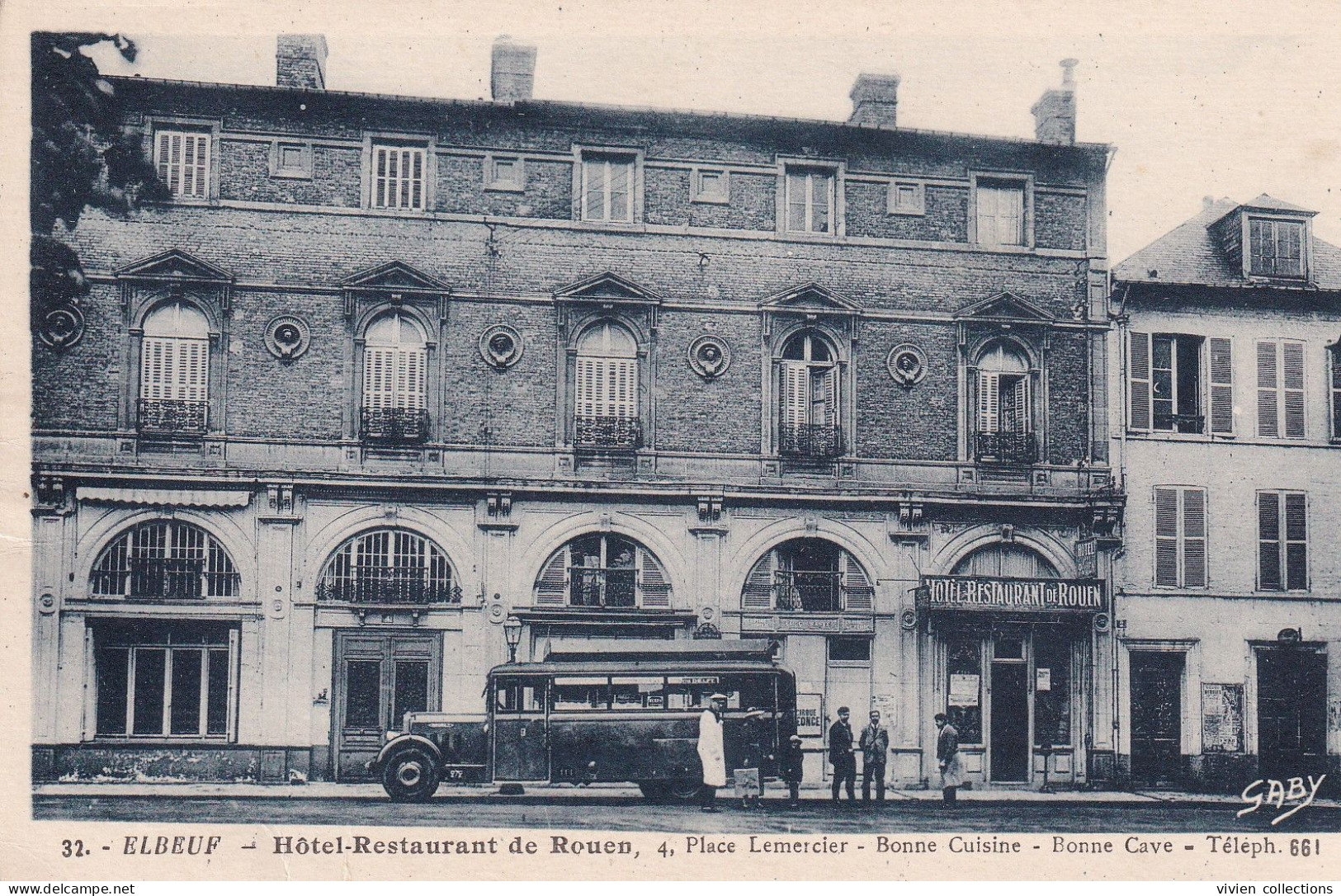 Elbeuf (76 Seine Maritime) Hôtel Restaurant De Rouen 4 Place Lemercier Carte Commerciale édit. Gaby N° 32 - Elbeuf