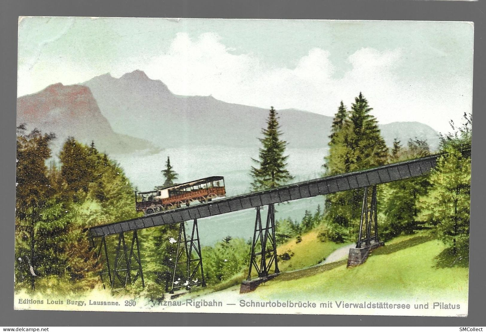 Vitznau Rigibahn, Schnurtobelbrücke Mit Vierwaldstättersee Und Pilatus (9937) - Vitznau