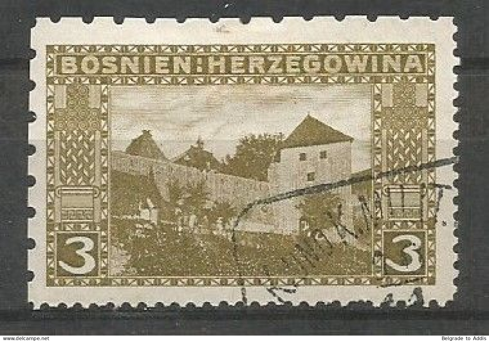 Bosnia Bosnien K.u.K. Austria Hungary Mi.31 Perforation 6½:12½:12½:6½ Coleman 1331 Used Boxed Cancel 1906 - Bosnien-Herzegowina