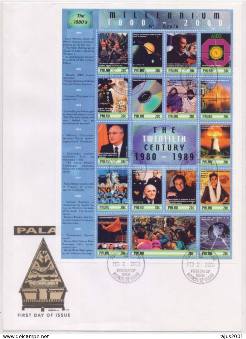 Lech Walesa Trade Union President, Nobel Prize, Benazir Bhutto, Compact Disc, World Wide Web, Map, Berlin Wall Falls FDC - Nobelpreisträger