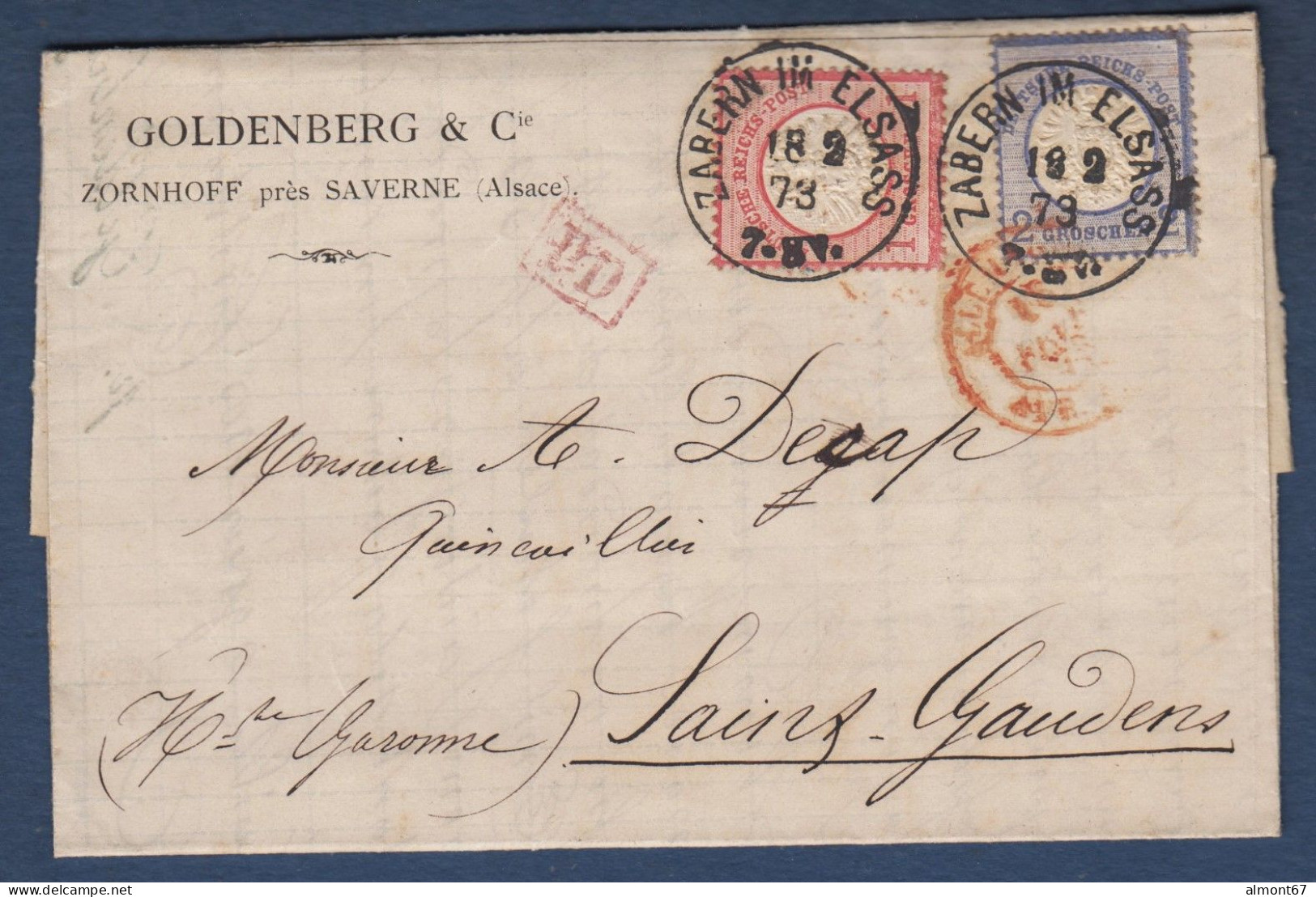 Lettre De ZABERN IM ELSASS  Pour St Gaudens - Lettres & Documents