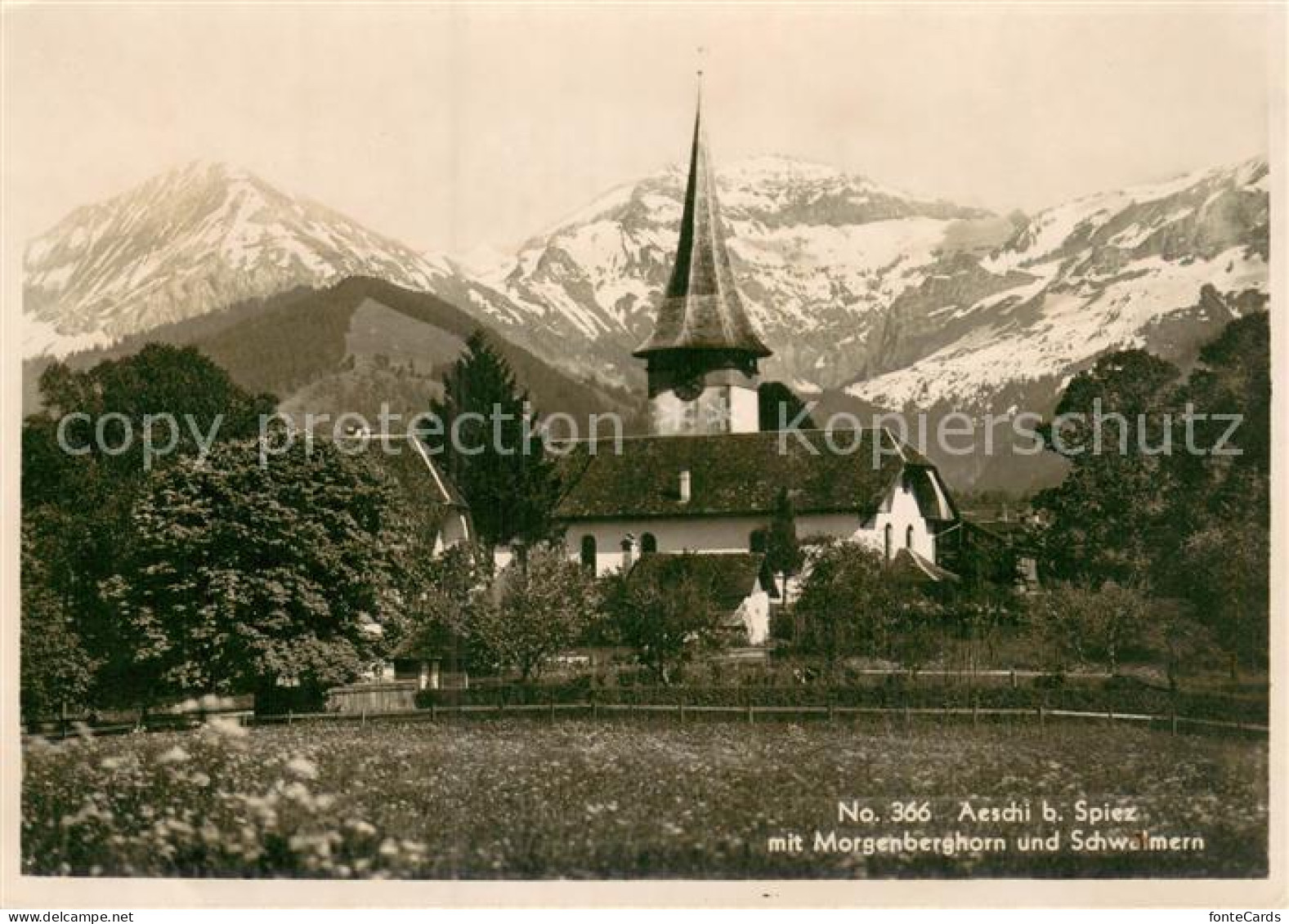 13757708 Aeschi Spiez BE Mit Kirche Morgenberghorn Und Schwelmern  - Autres & Non Classés