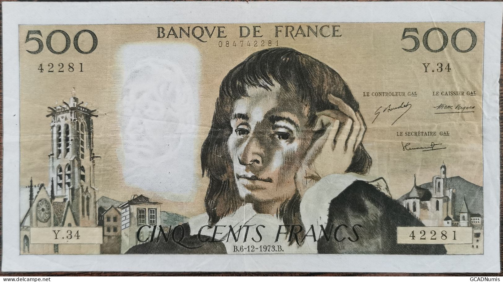 Billet 500 Francs PASCAL 6 - 12 - 1973 FRANCE Y.34 - 500 F 1968-1993 ''Pascal''