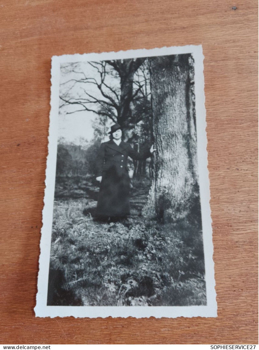 560 //  PHOTO ANCIENNE 11 X 7 CMS / FEMME , ARBRE - Personnes Anonymes