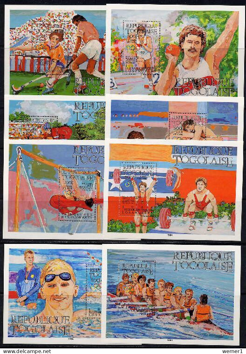 Togo 1984 Olympic Games Los Angeles, Hockey, Wrestling, Swimming, Rowing Etc. Set Of 8 S/s MNH -scarce- - Ete 1984: Los Angeles