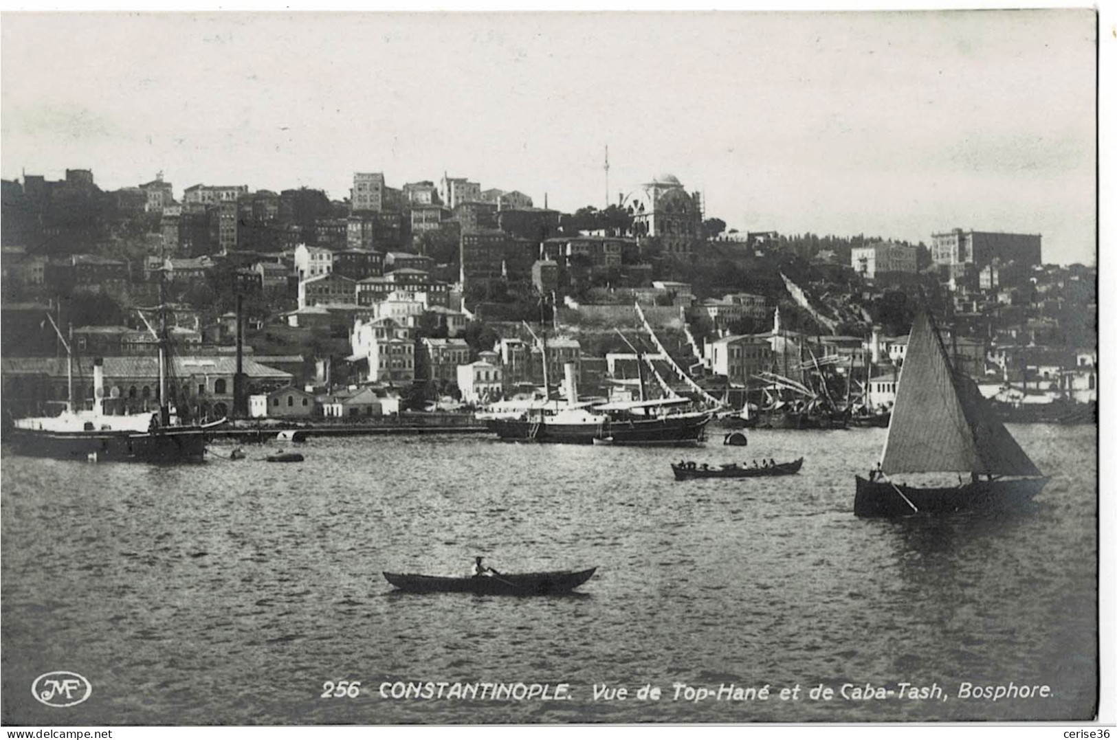 Photo Carte De Constantinople Vue De Top-Hané Et De Caba-Tash Bosphore Circulée En 1917 - Turquie