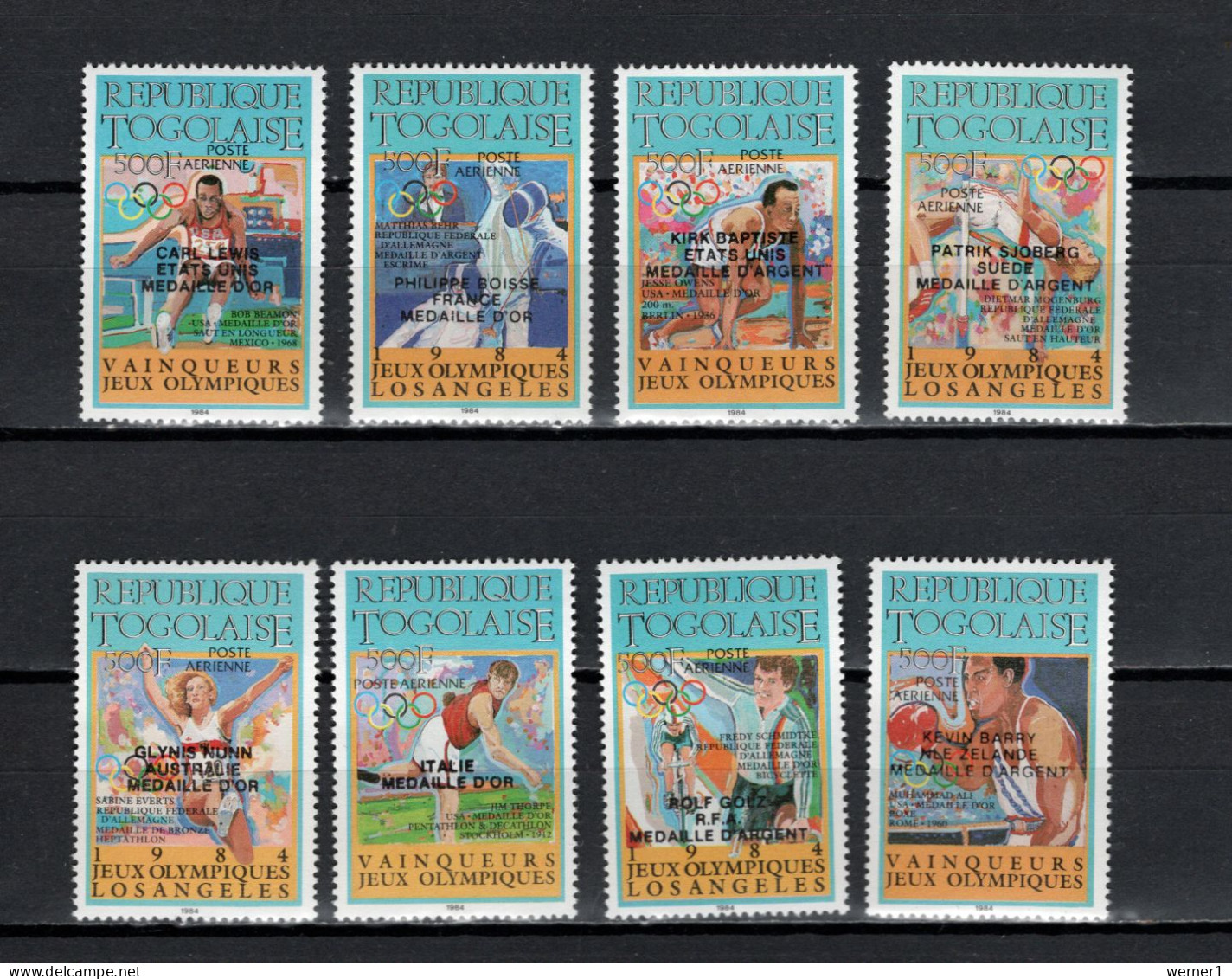 Togo 1984 Olympic Games Los Angeles, Cycling, Boxing, Fencing, Athletics Set Of 8 With Winners Overprint MNH -scarce- - Zomer 1984: Los Angeles