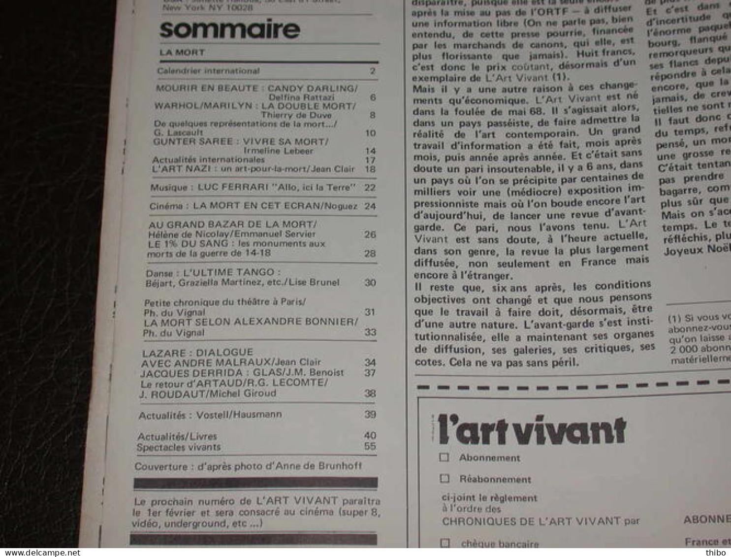 Revue "l'art Vivant" N° 54. Décembre 1974-Janvier 1975 - Non Classés