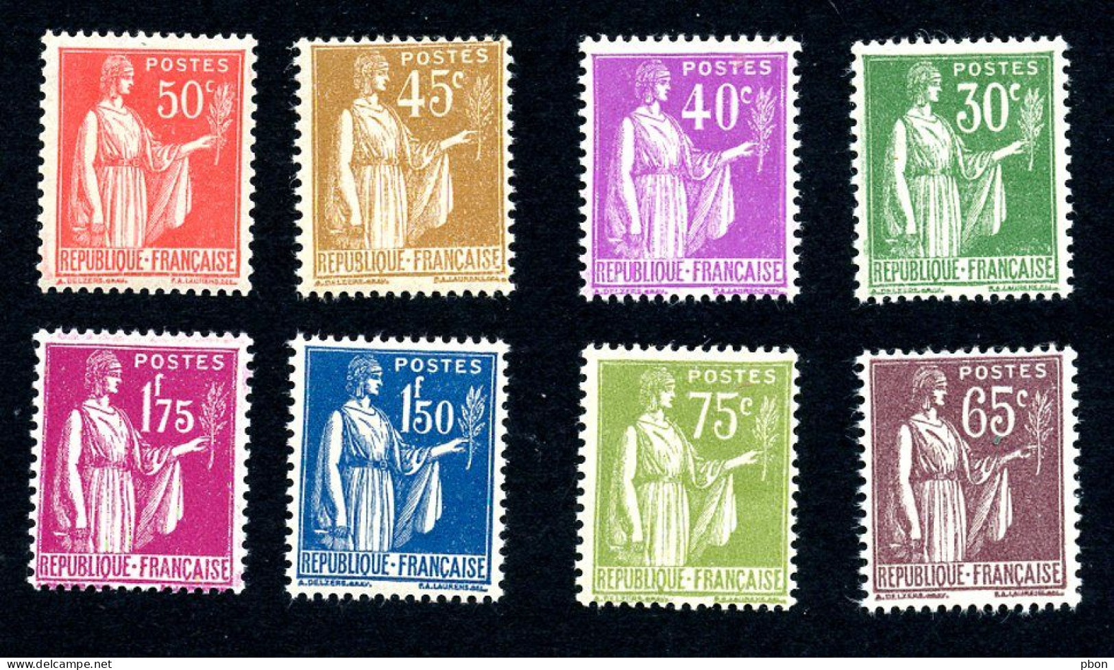Lot Z838 Type Paix, 8 Timbres - 1932-39 Peace