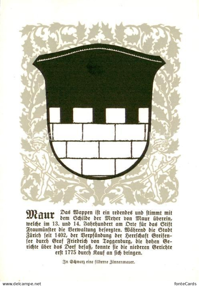 13756134 Maur Uster ZH Zuercher Gemeindewappen In Schwarz Eine Silberne Zinnenma - Autres & Non Classés
