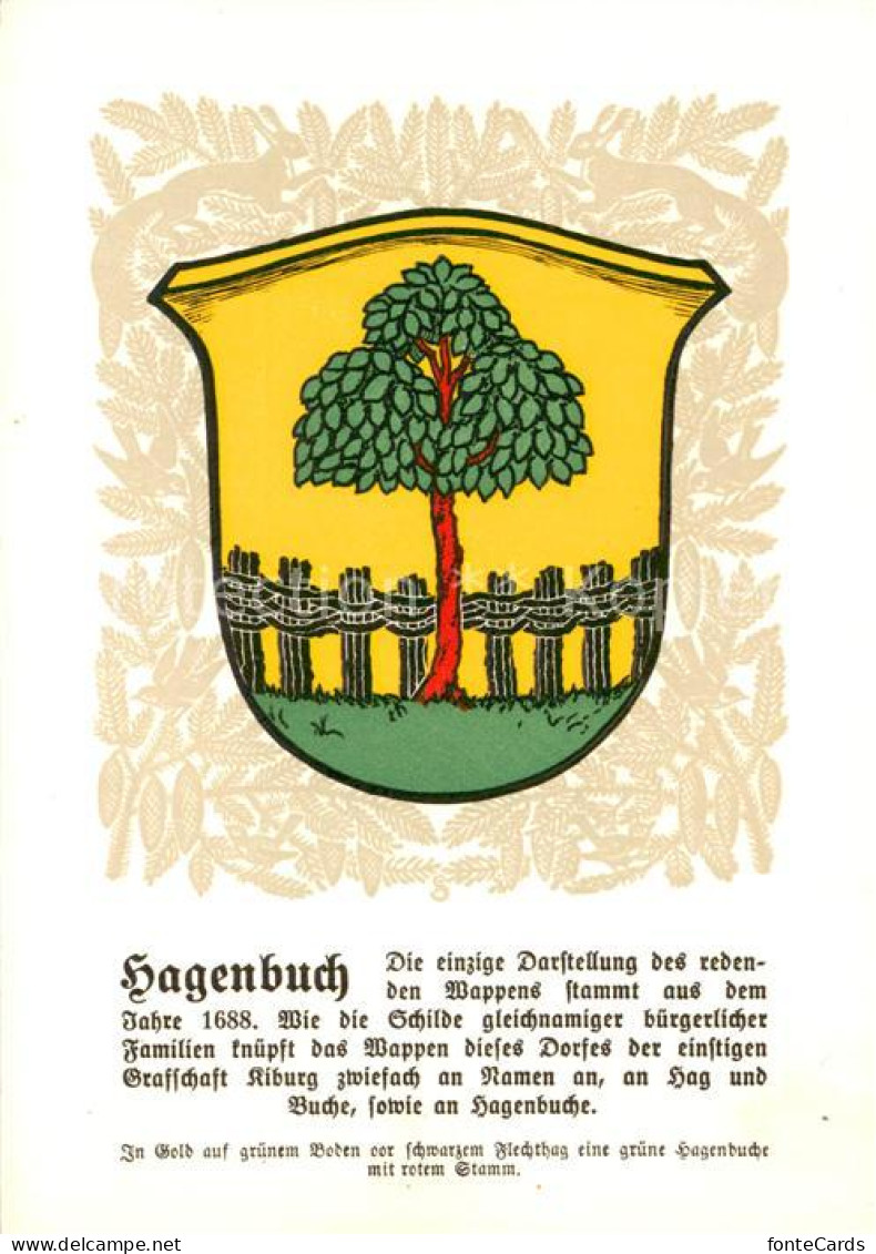 13756124 Hagenbuch Winterthur ZH Zuercher Gemeindewappen In Gold Auf Gruenem Bod - Autres & Non Classés