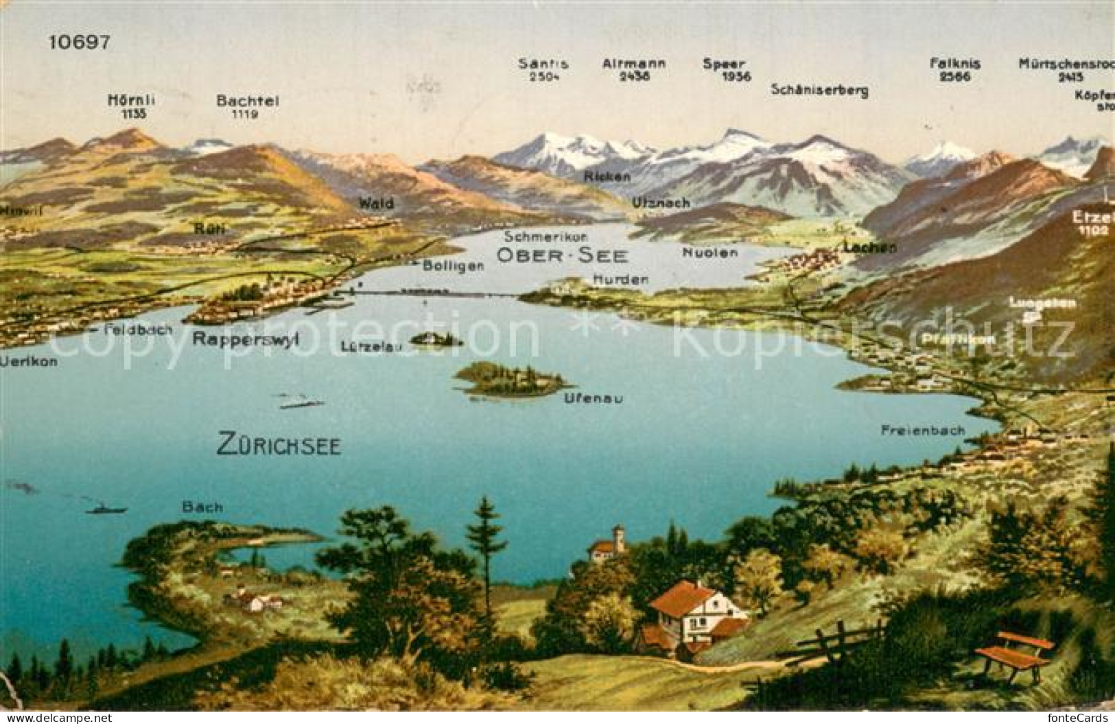 13755770 Zuerichsee ZH Panoramakarte Zuerichsee ZH - Autres & Non Classés