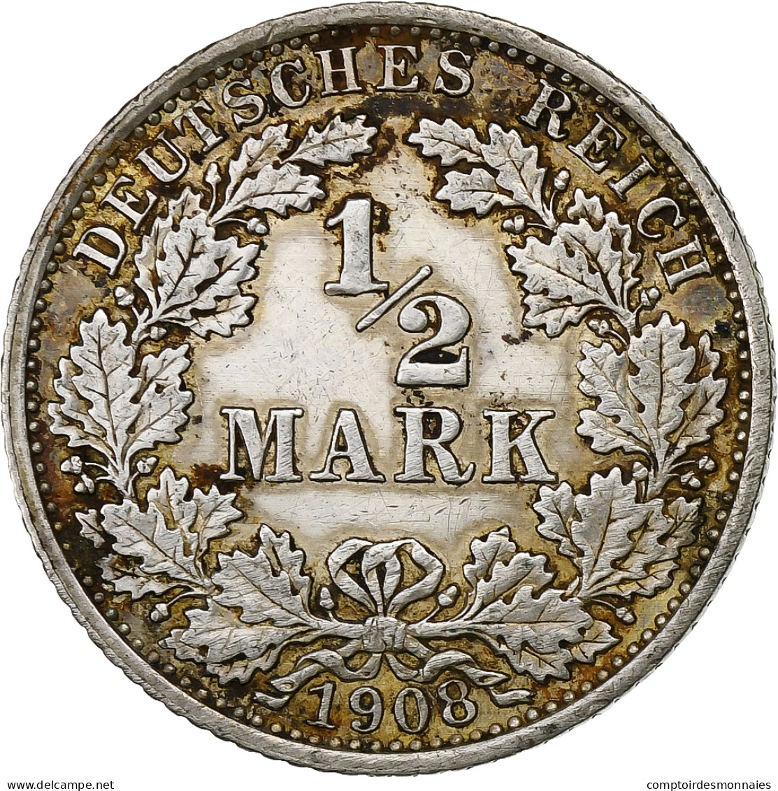 Empire Allemand, 1/2 Mark, 1908, Berlin, Argent, TB+, KM:17 - 1/2 Mark