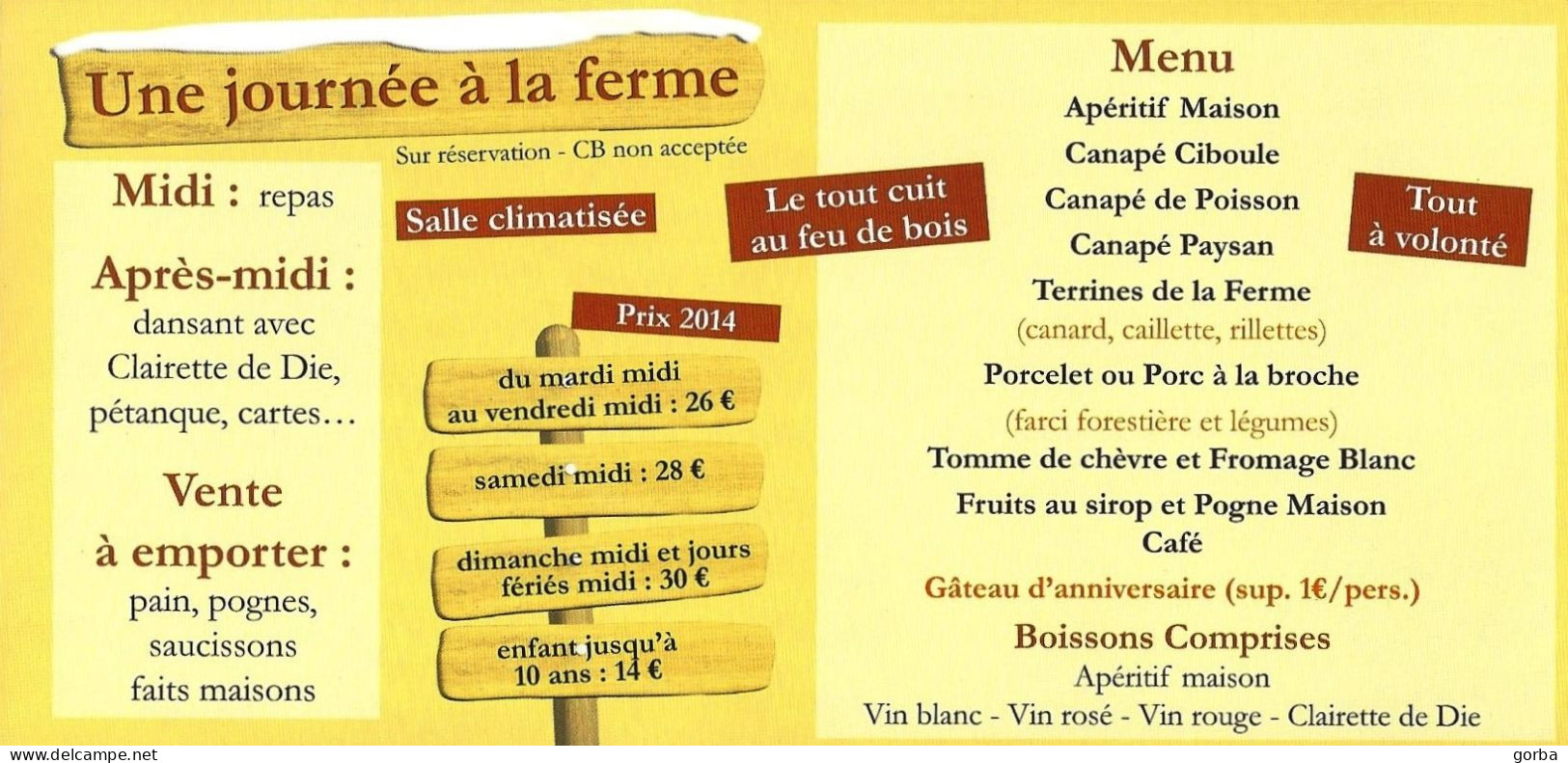 *Double Carte Visite Auberge Paysanne - La Terrine à MERCUROL (26) - Visiting Cards