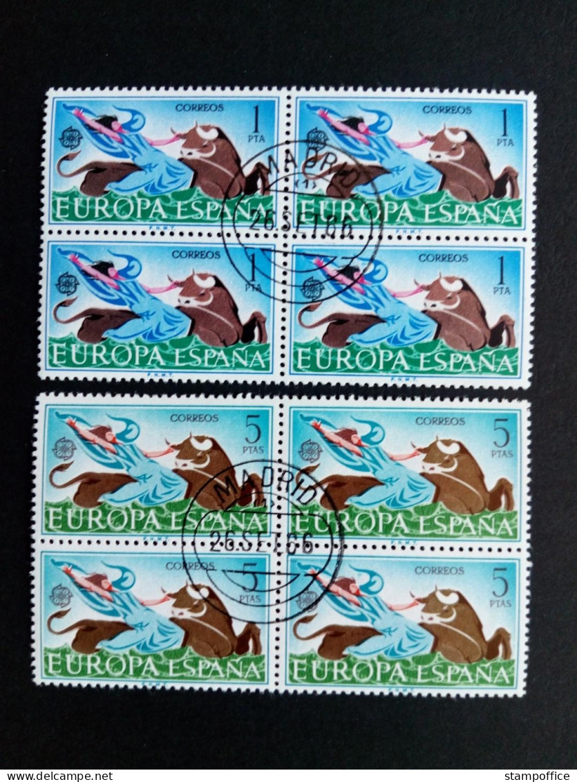 SPANIEN MI-NR. 1642-1643 GESTEMPELT(USED) 4er BLOCK CEPT 1966 ENTFÜHRUNG DER EUROPA DURCH DEN STIER ZEUS - 1966