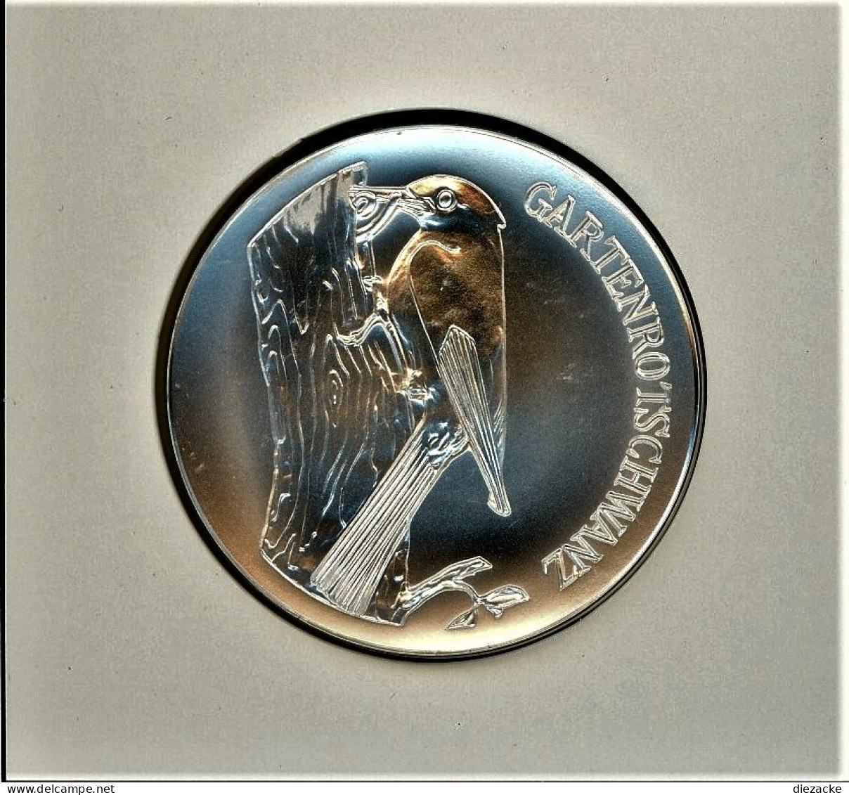 Schweiz Medaillenblatt Tiere Der Heimat Gartenrotschwanz Medaille Silber (RH39 - Autres & Non Classés
